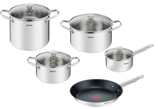 Sada hrncov TEFAL z nerezovej ocele 9 dielov, vhodná na indukciu vrátane panvice 28 cm